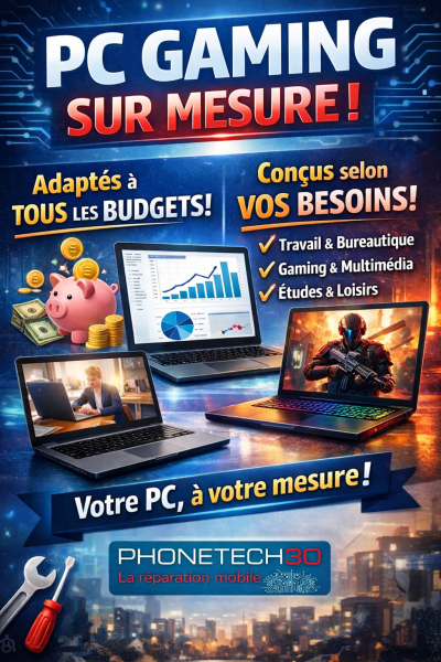 Dominez le jeu : Votre PC Gaming sur mesure avec PhoneTech30 à Vacquerolles